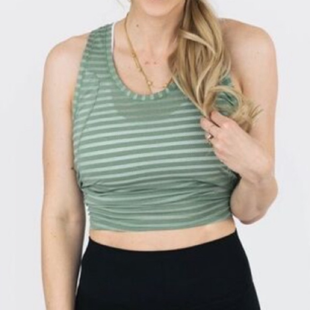 🔥5 for $25 | ZYIA 🌙 | Forest Nimbus Split Back Stripe Active Tank Top XL